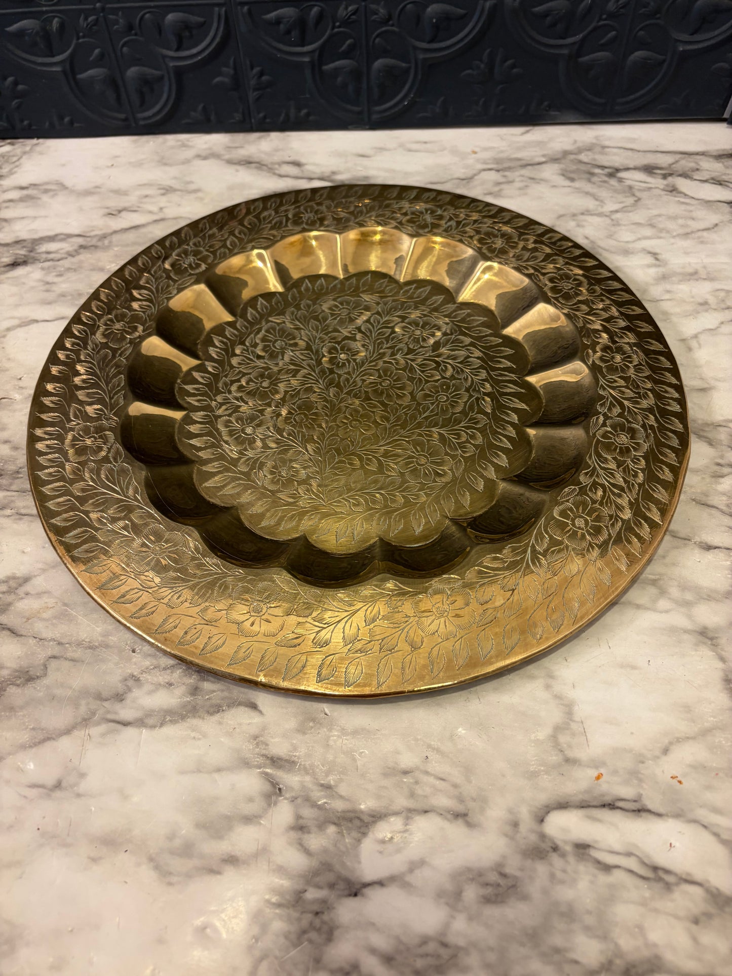 Brass Etched Wall Plate with Scallop Detail