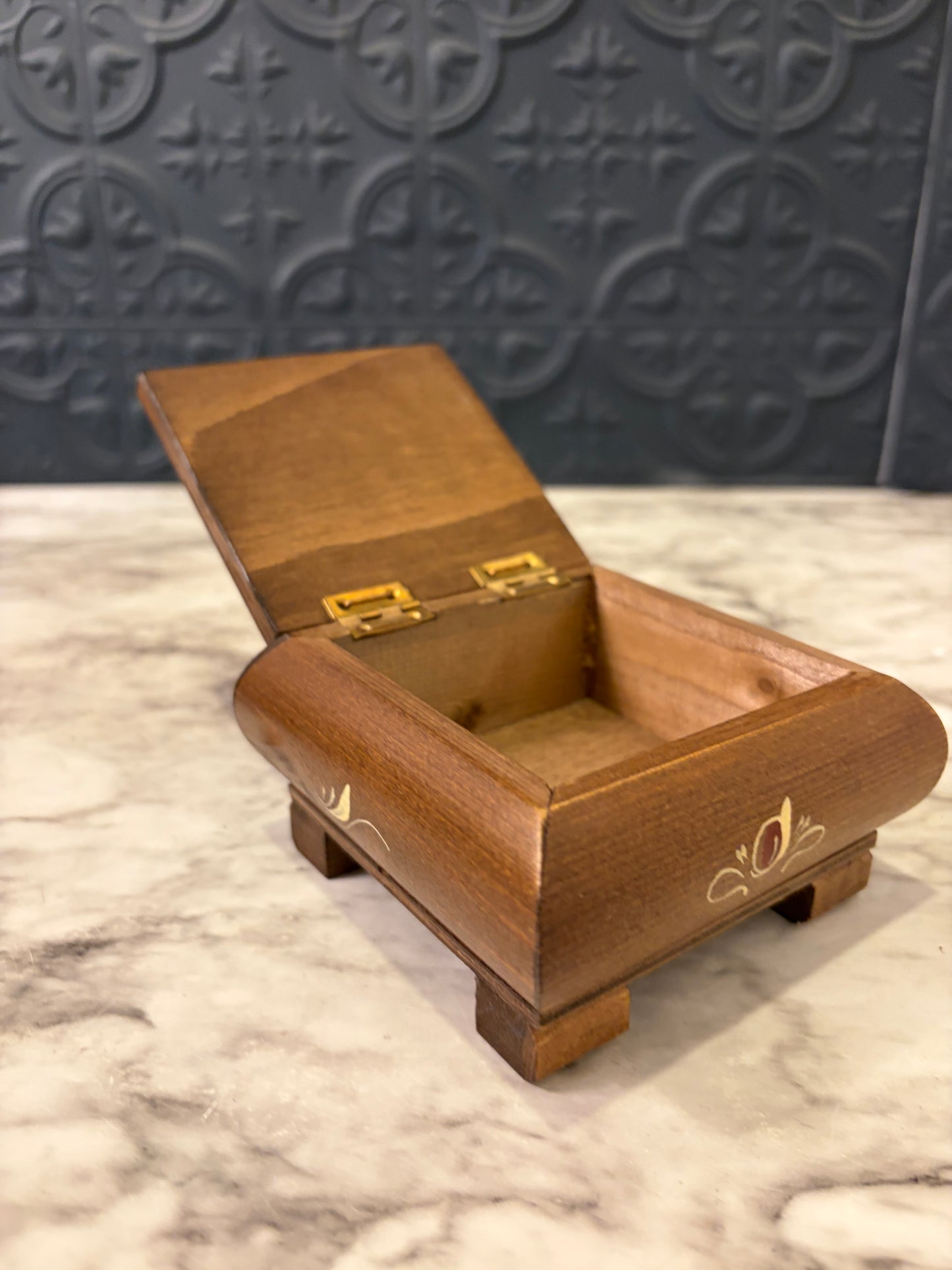 Handpainted Wood Square Box