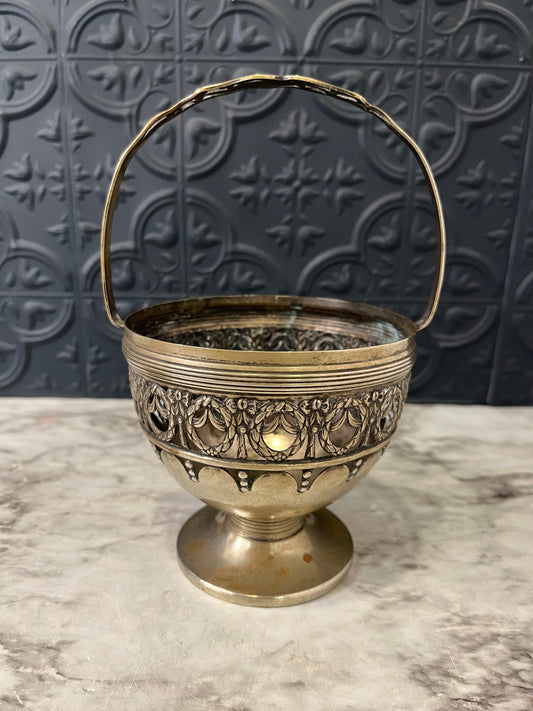 Vintage Silver Plate Basket with Handle