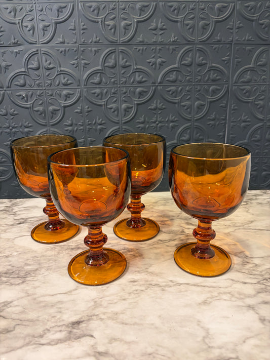 Imperial Hoffman House Amber Goblet set of 4