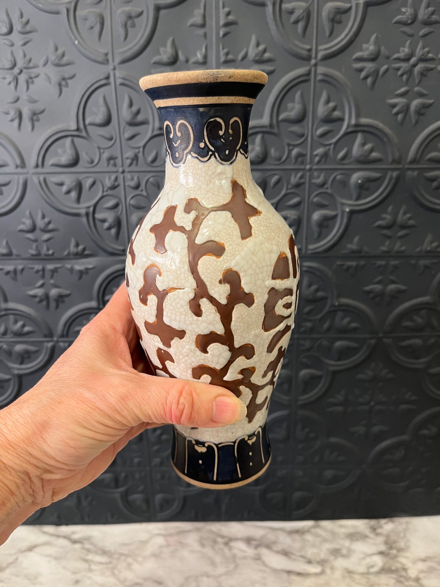Chinese hand Glazed Stoneware Vase