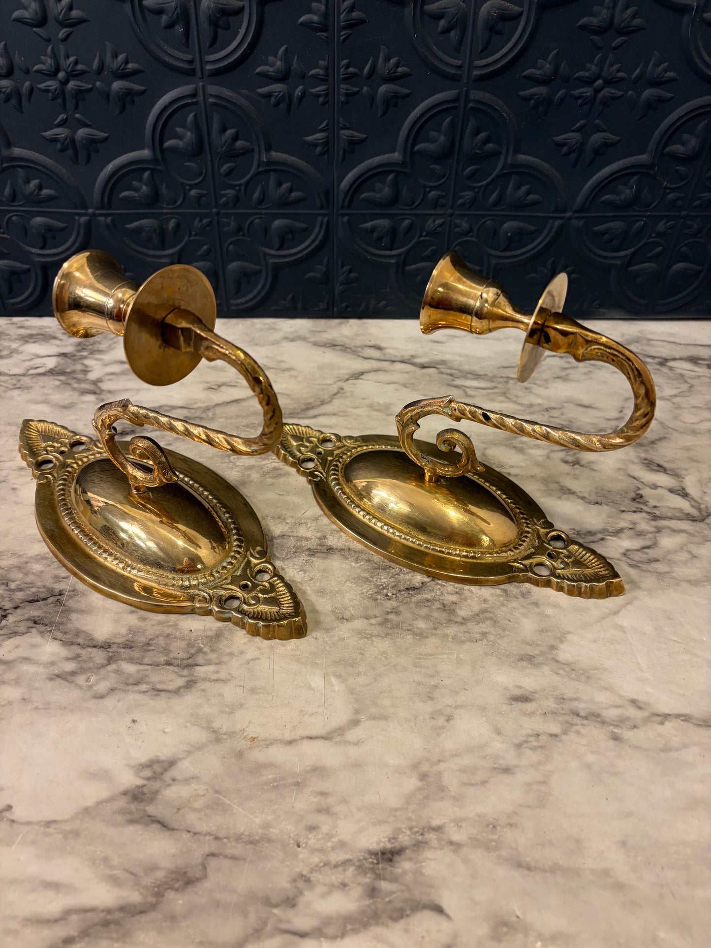 Brass Oval wall Sconce  8.5" Set of 2