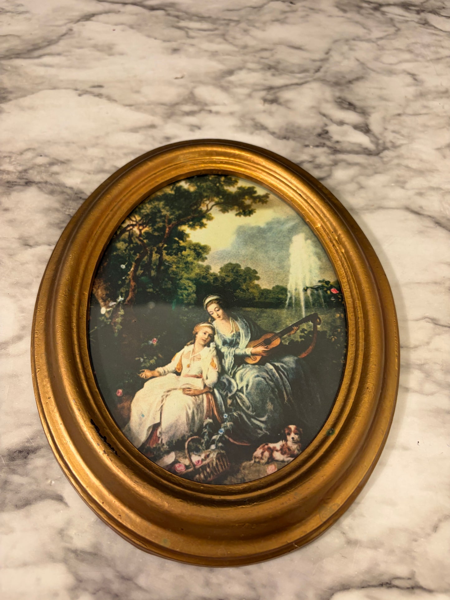 Oval Italian Print The Music Lesson Plastic Frame