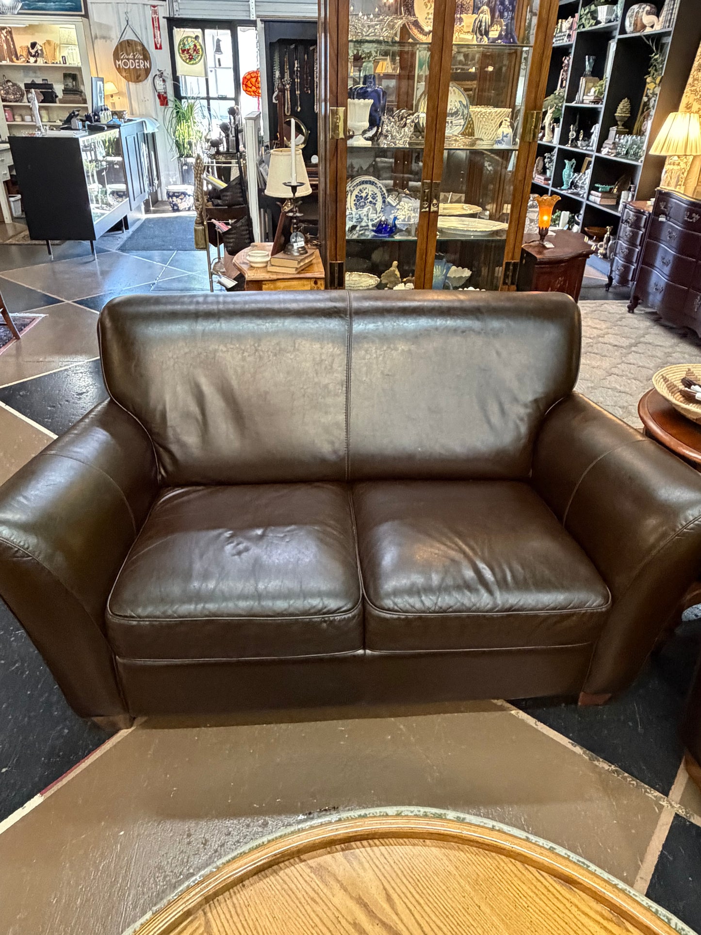 Natuzzi Brown Leather Loveseat
