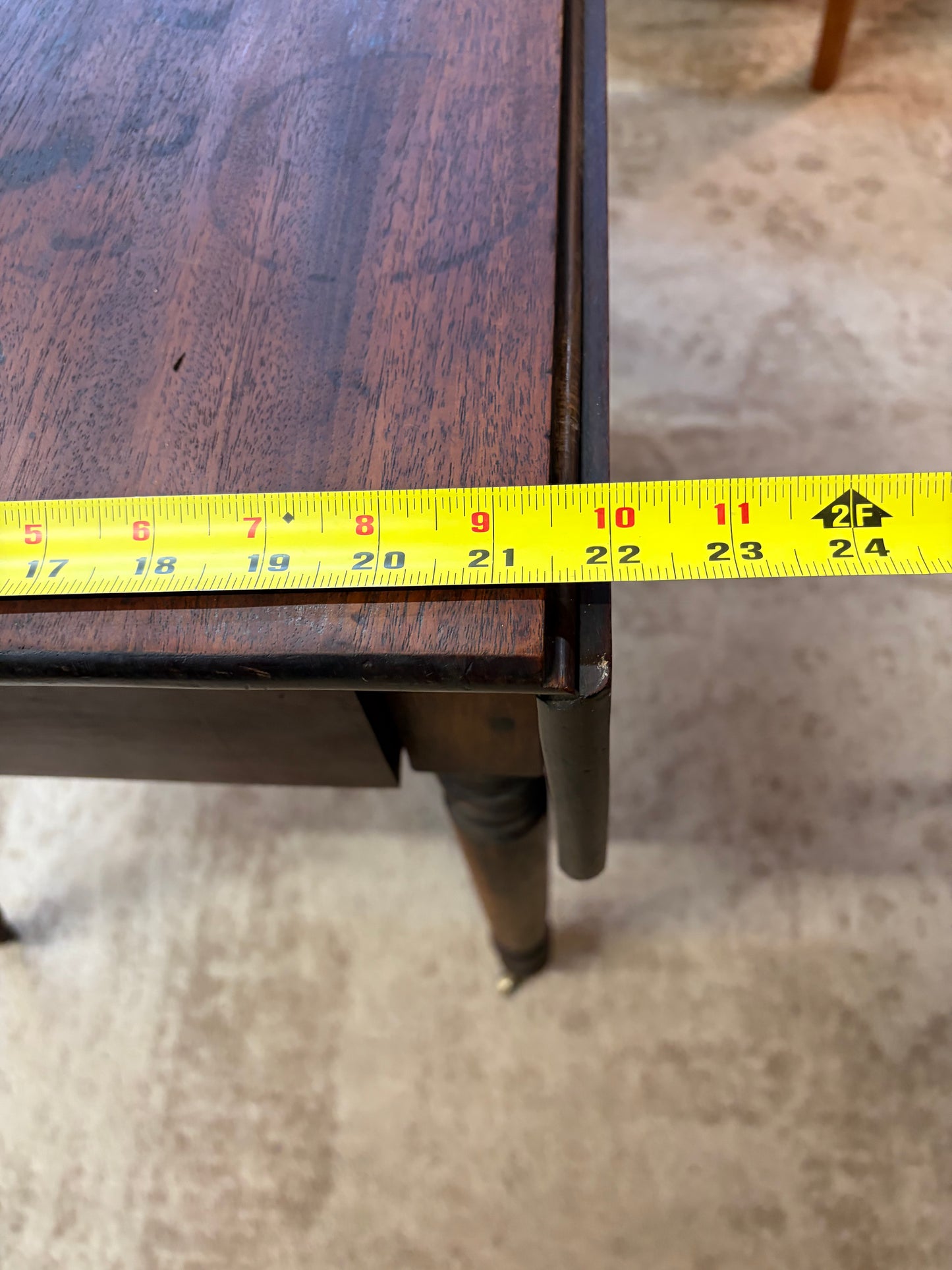 Antique Dark Wood Dinning Table with Folding sides