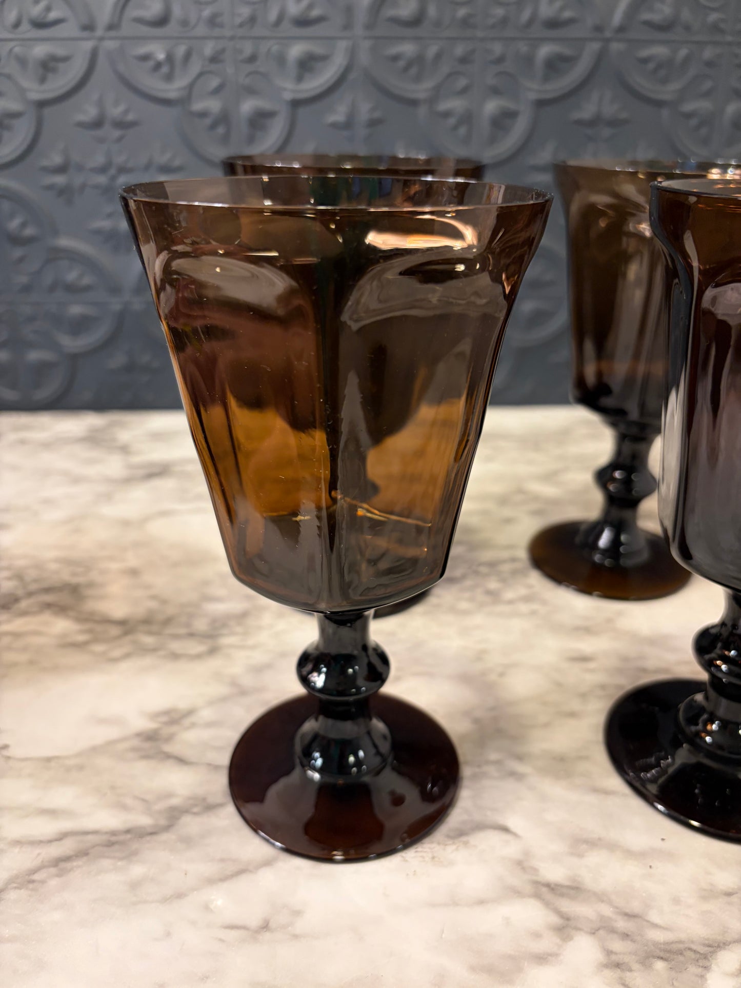 Lenox 6.75" Brown Glass Goblet Set of 4