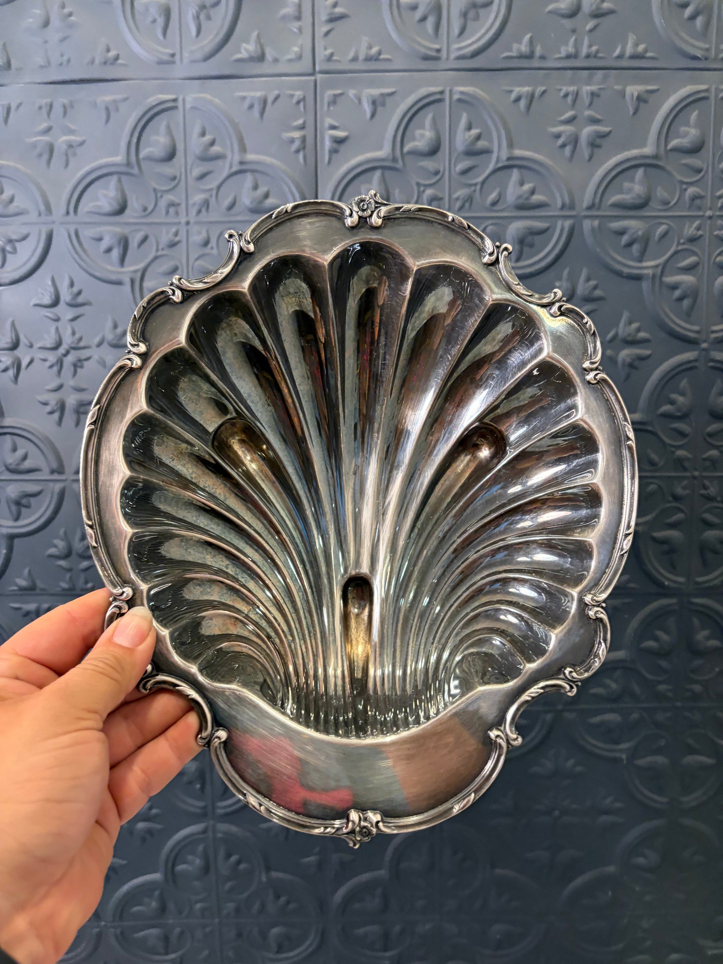 Rogers Bro Reflection Silver Plate Shell Dish
