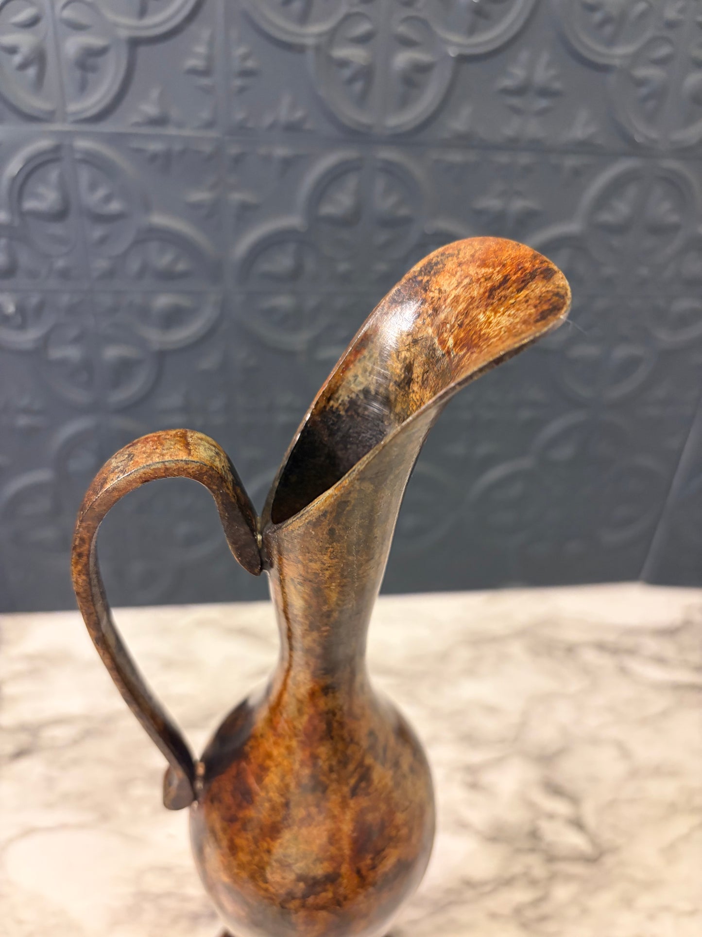Brown Metal Decorative Skinny Pitcher