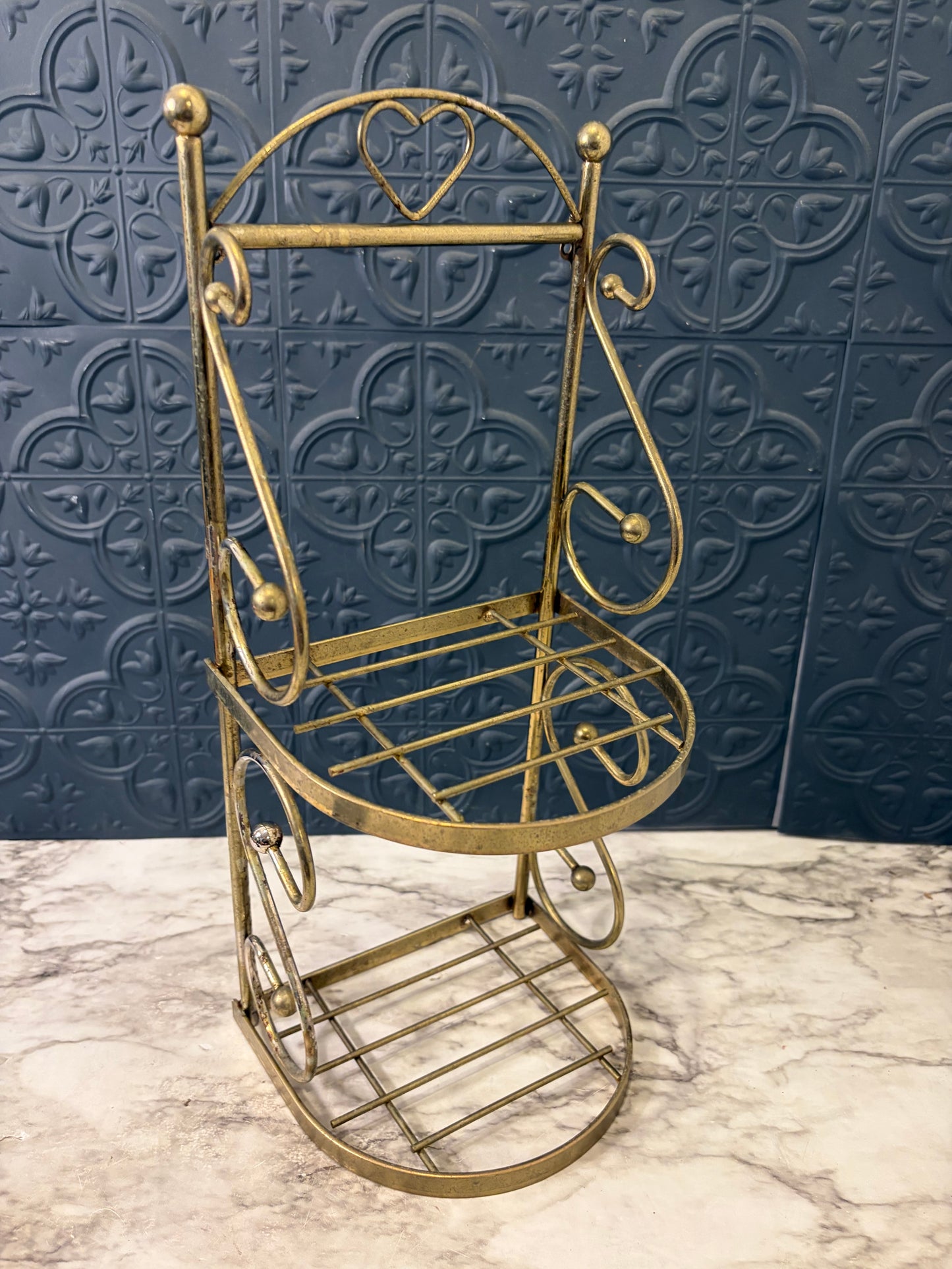 Small Brass 2 Shelf with Heart