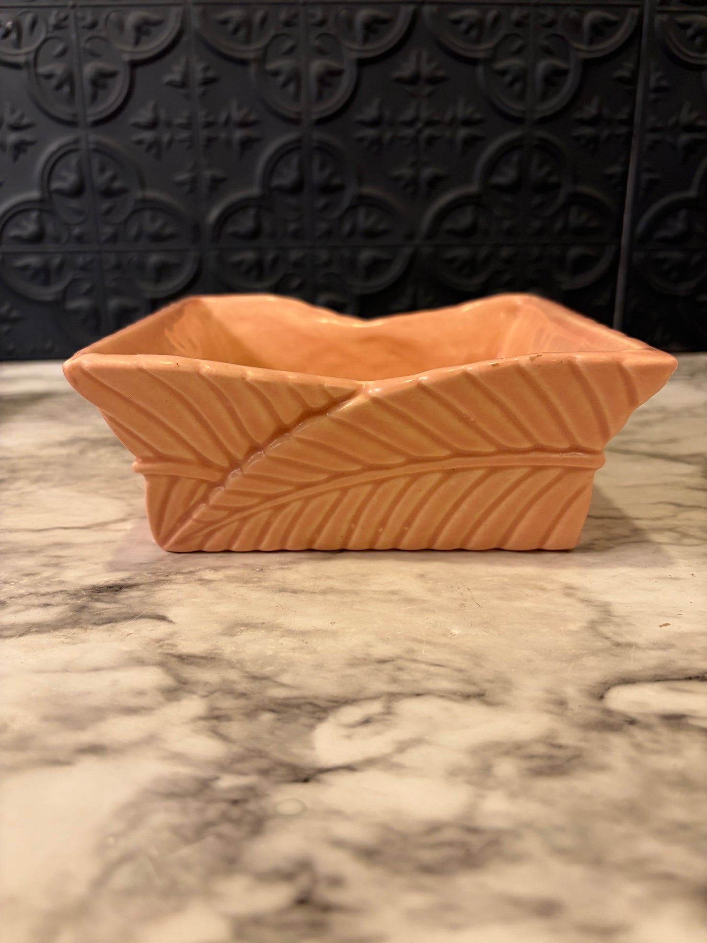 Pink Square Planter Leaf Pattern