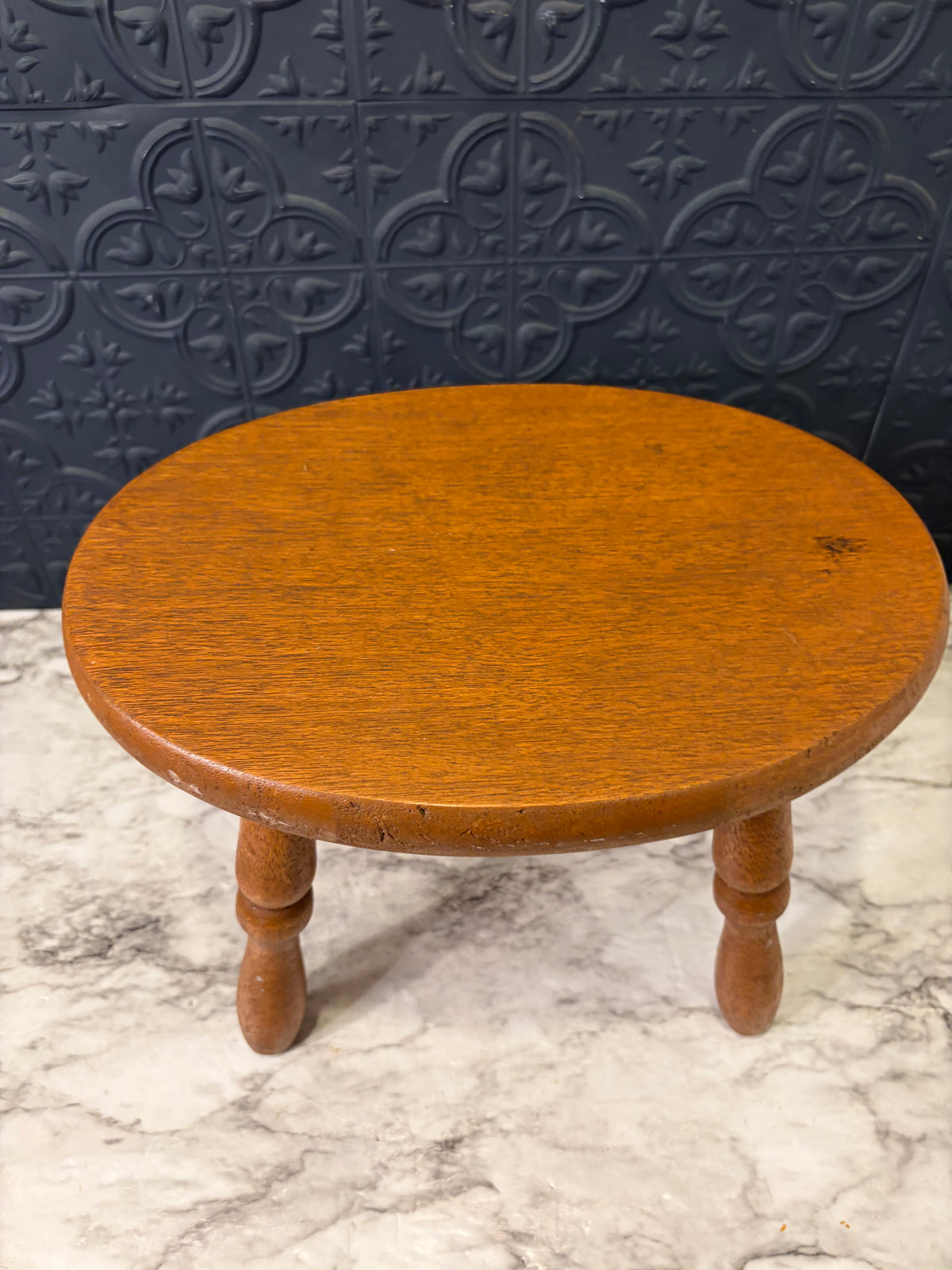 9" Tall Oval Wood Stool