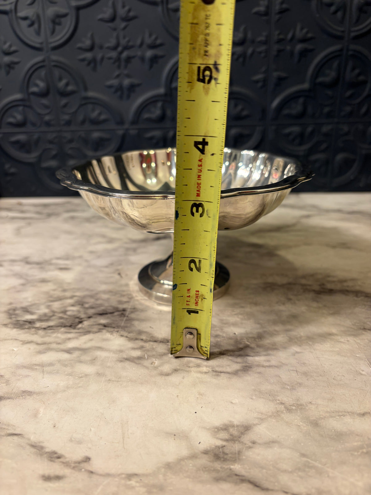 3" Tall Silver plate Pedestal Bowl