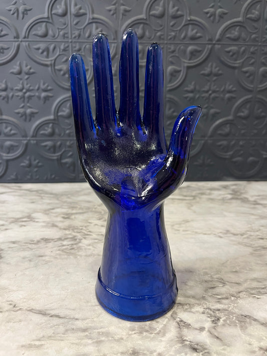 Blue Glass Hand 8"