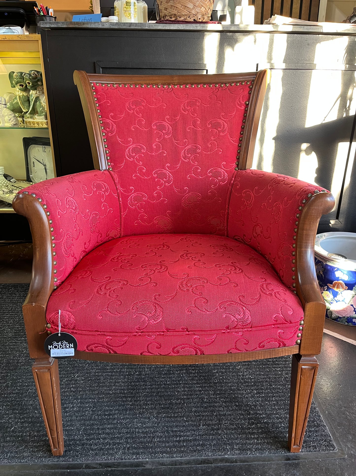 Red Arm Chair with Pattern