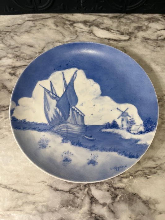 Hand Painted Blue and White Plate