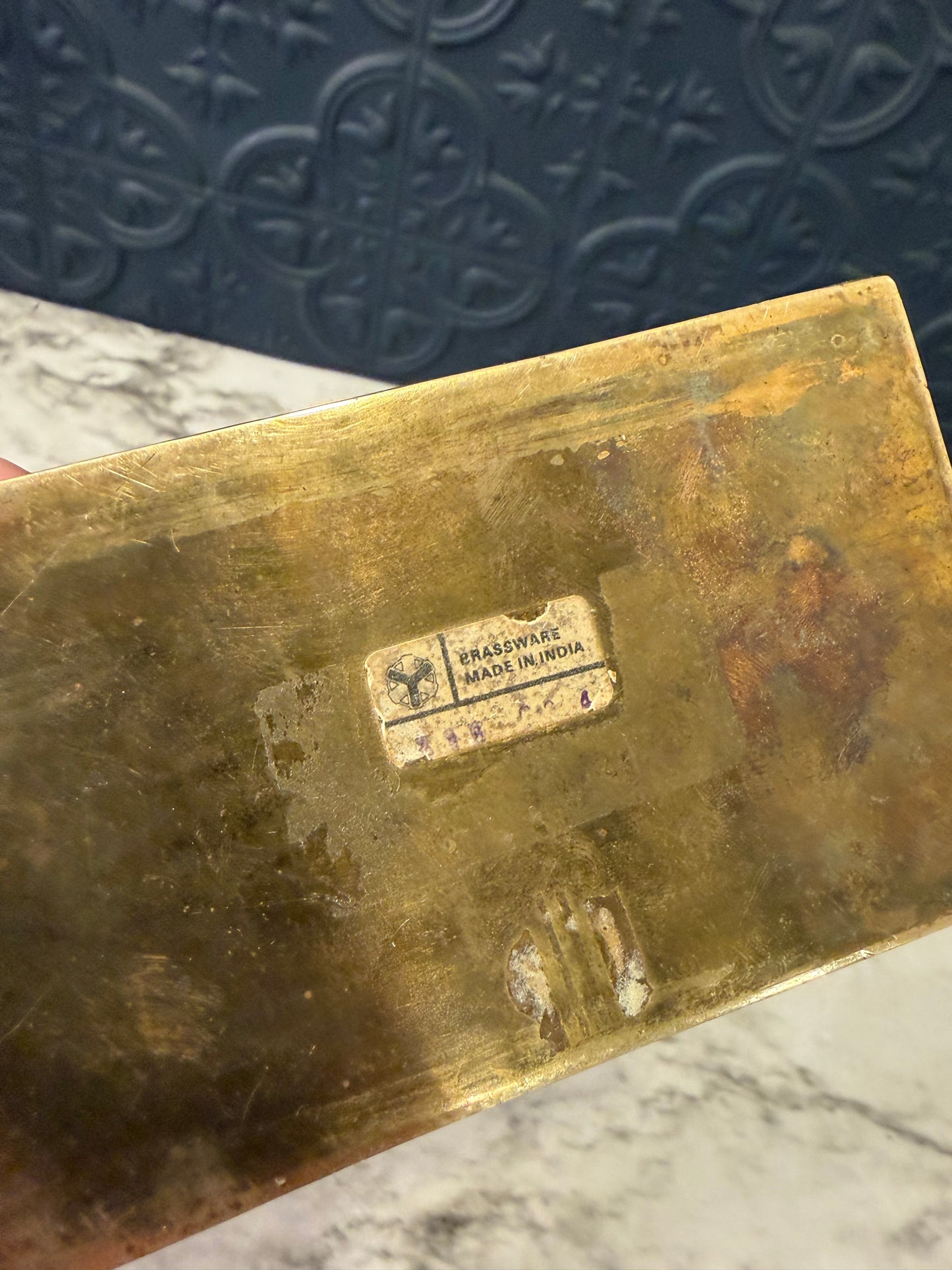 Brass Box with Honeycomb Pattern