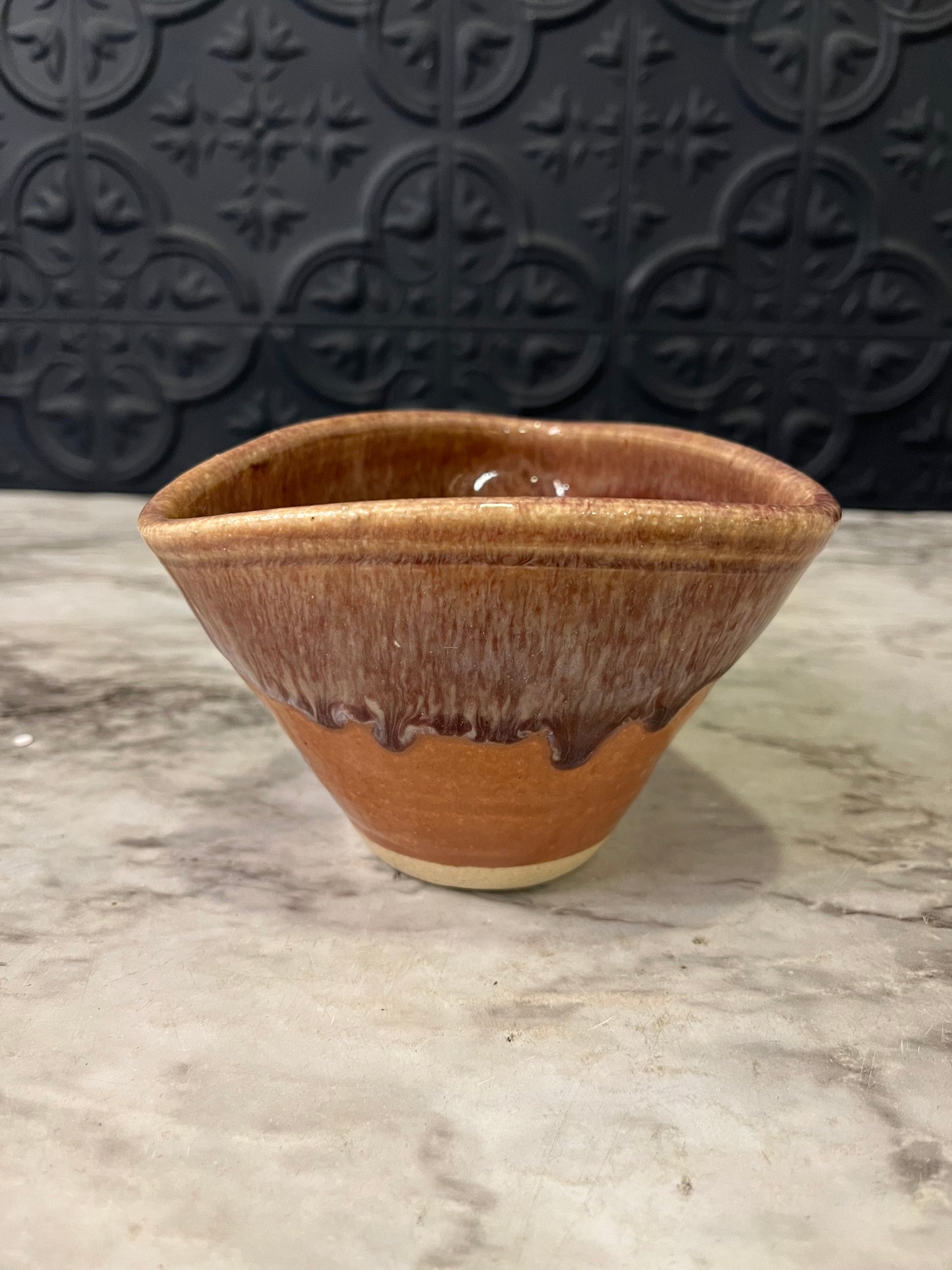 Triangle Orange Pottery Bowl