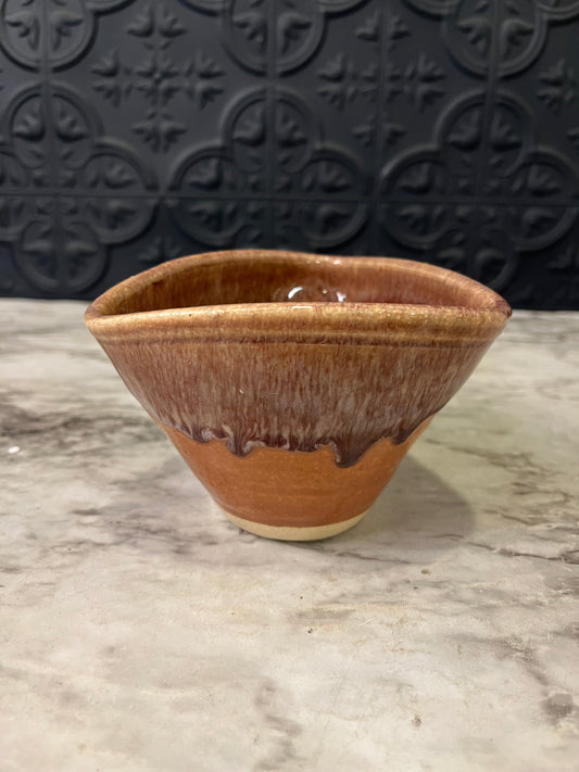 Triangle Orange Pottery Bowl