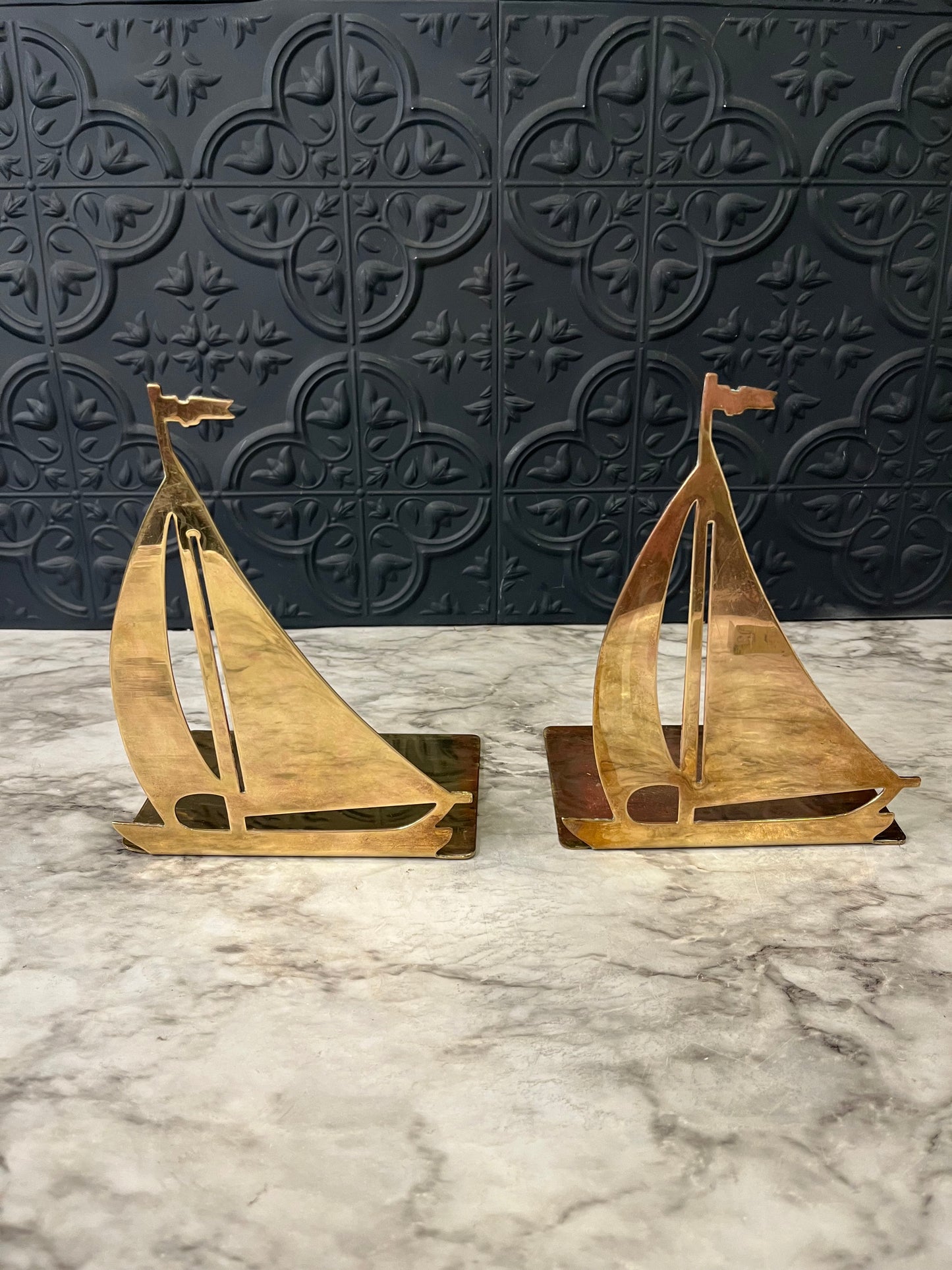 Brass Sailboat Bookends