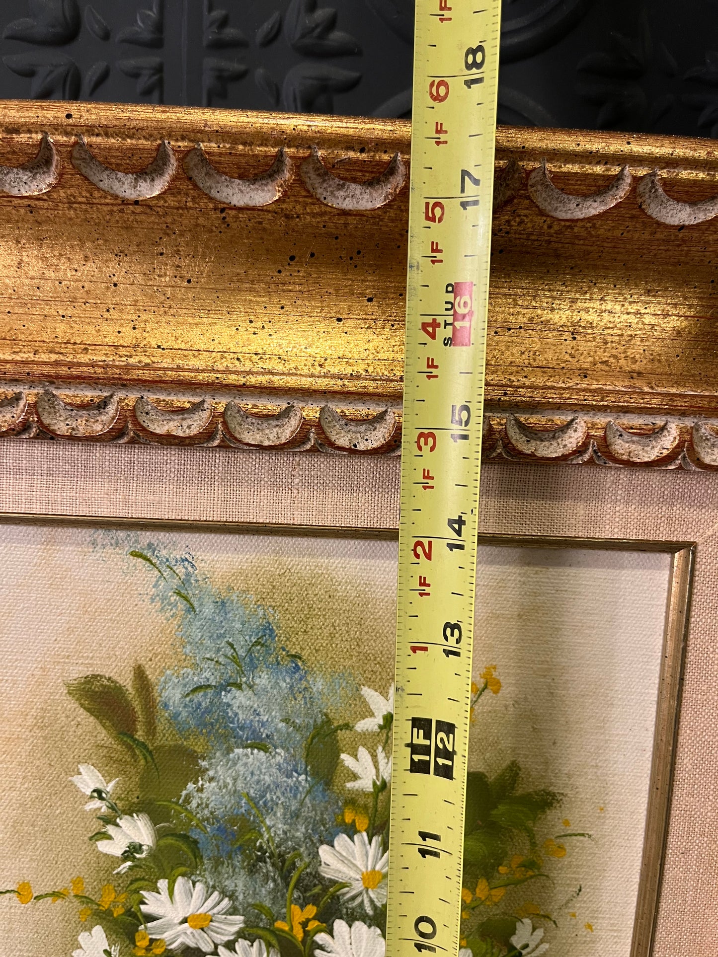 Original Daisy Painting by Nancy Lee in Gold Frame