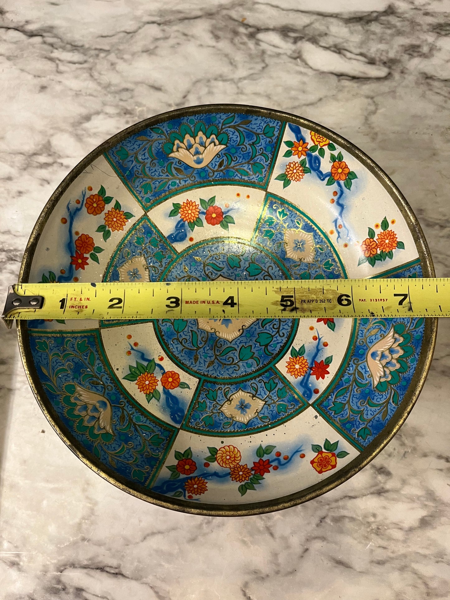 Vintage Floral Metal Compote Bowl