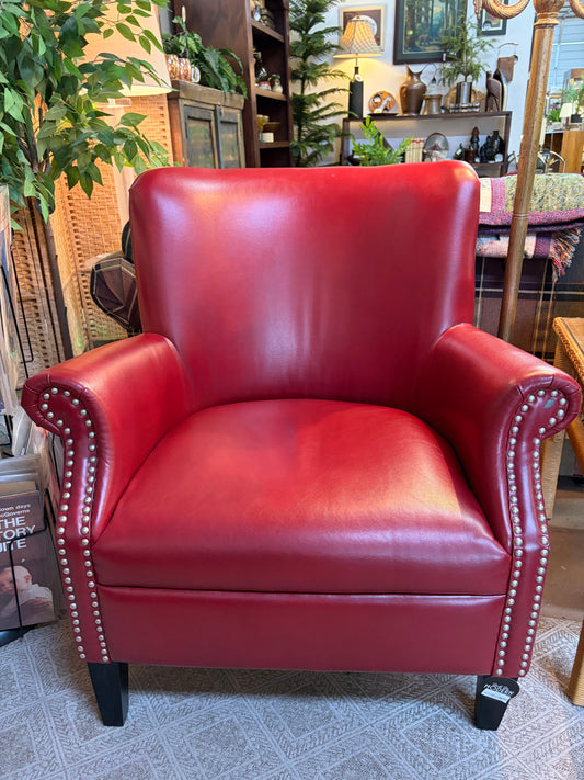 Red Wingback Chair Fake Leather