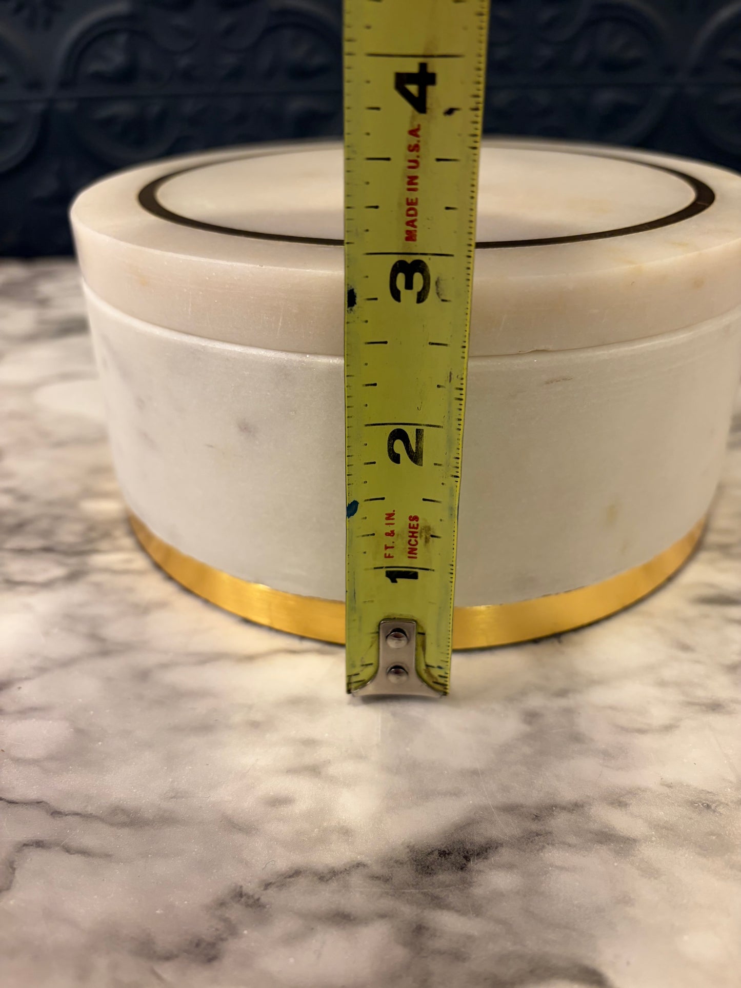 Round Marble and Brass Box