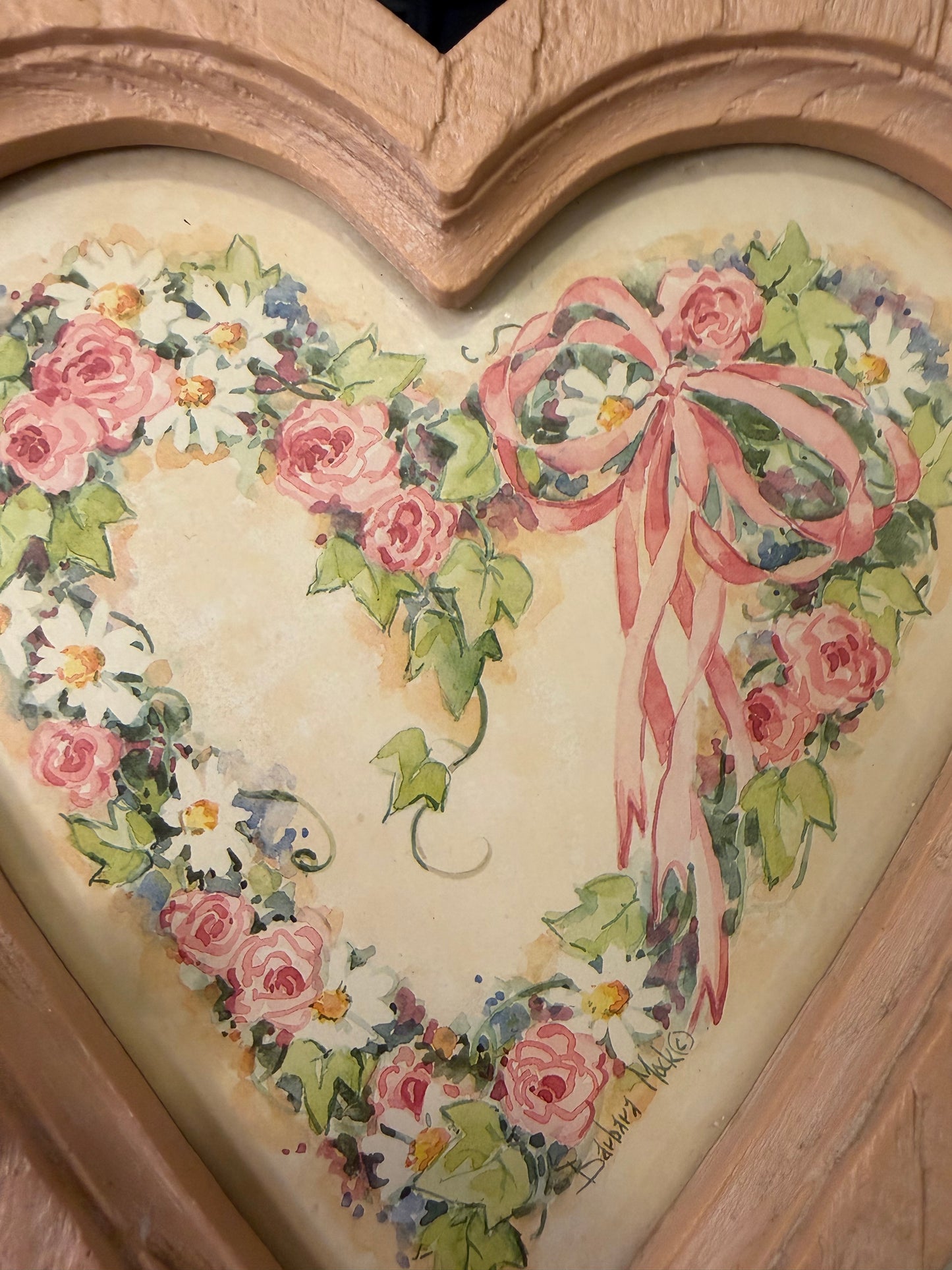 1987 Homco Pink Heart Wall Hanging