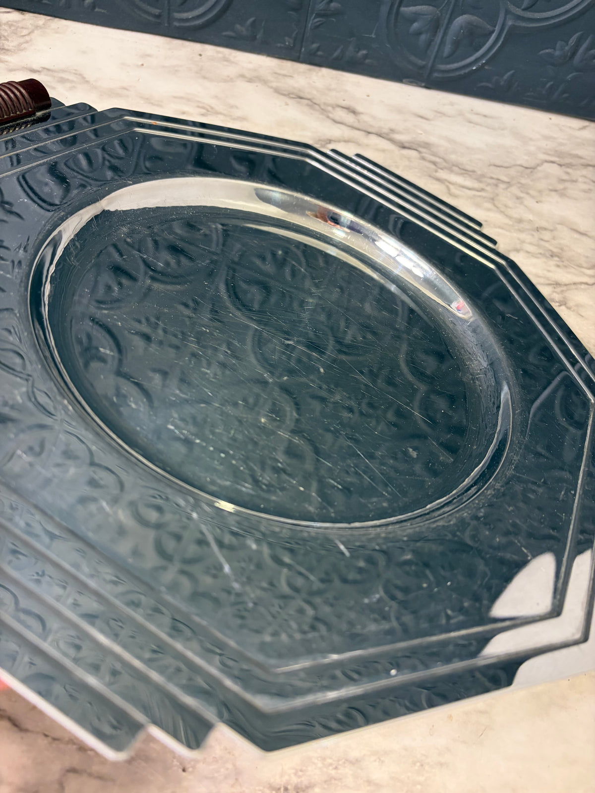 Mid Century Art Deco Platter with Handle