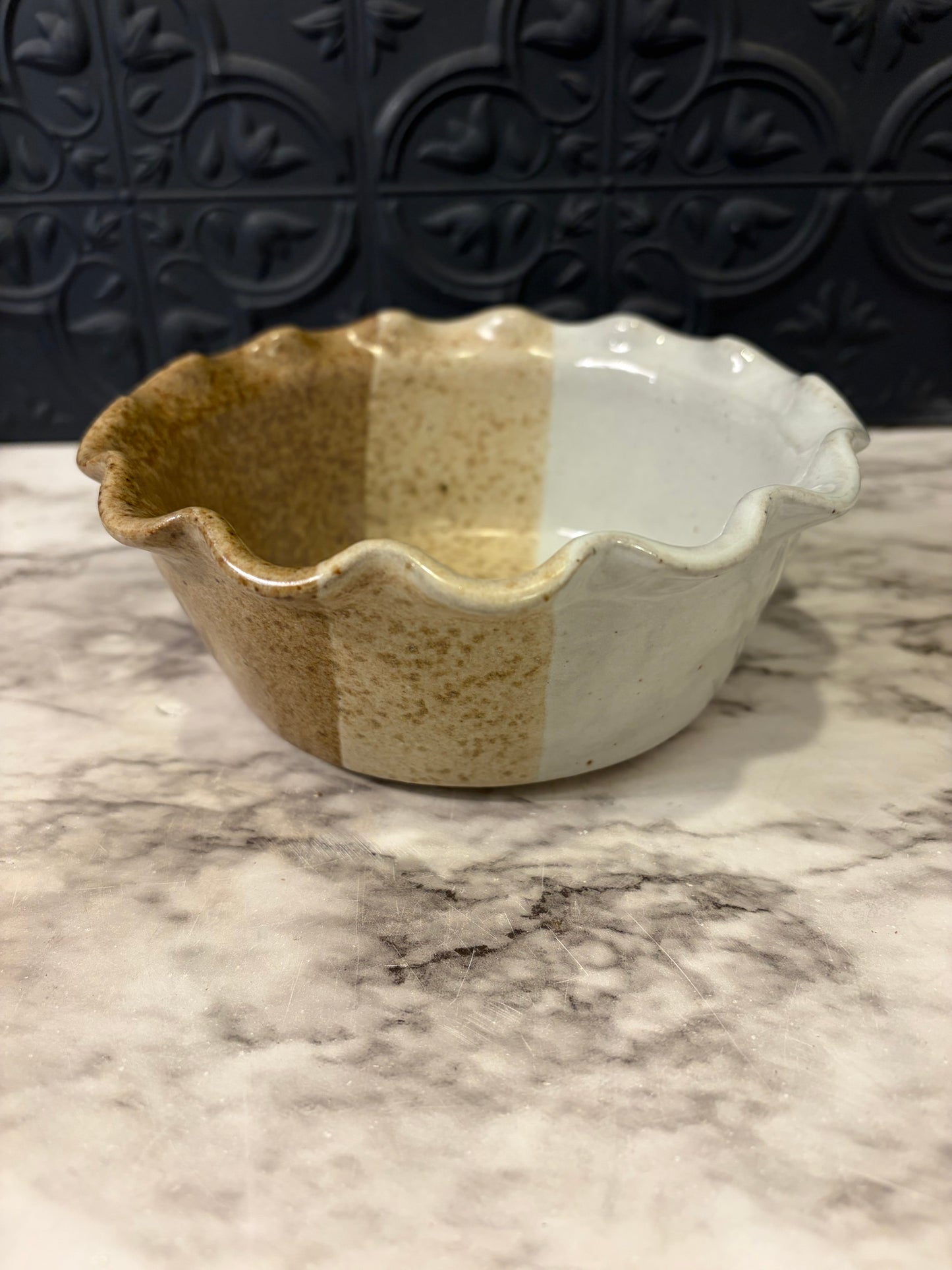 Born to Earth Pottery Dish with Ruffle Top