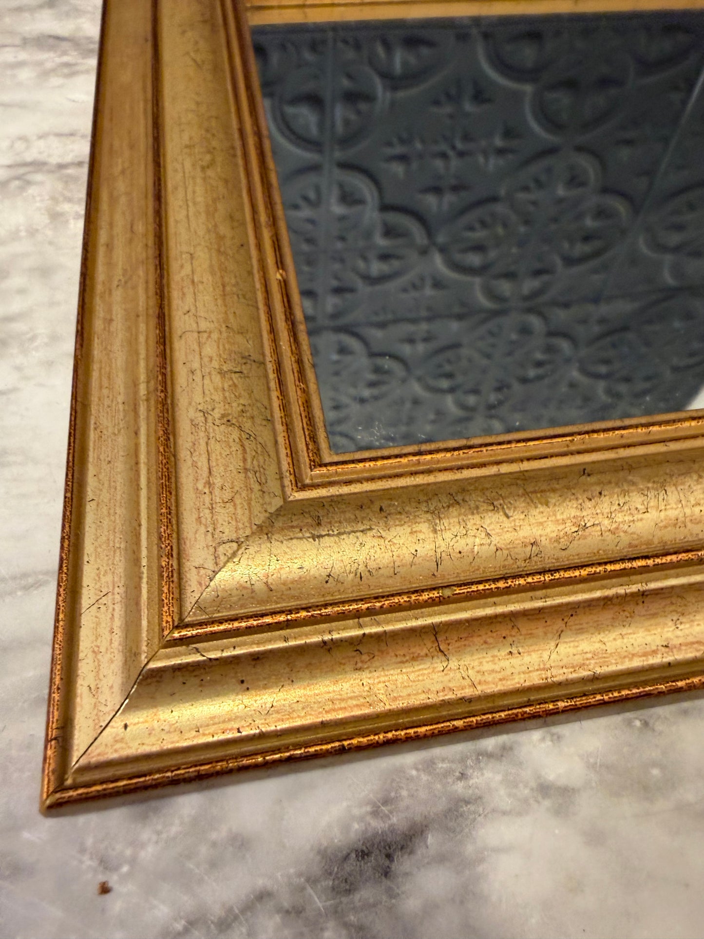 9.75" Light Gold Tone Square Mirror