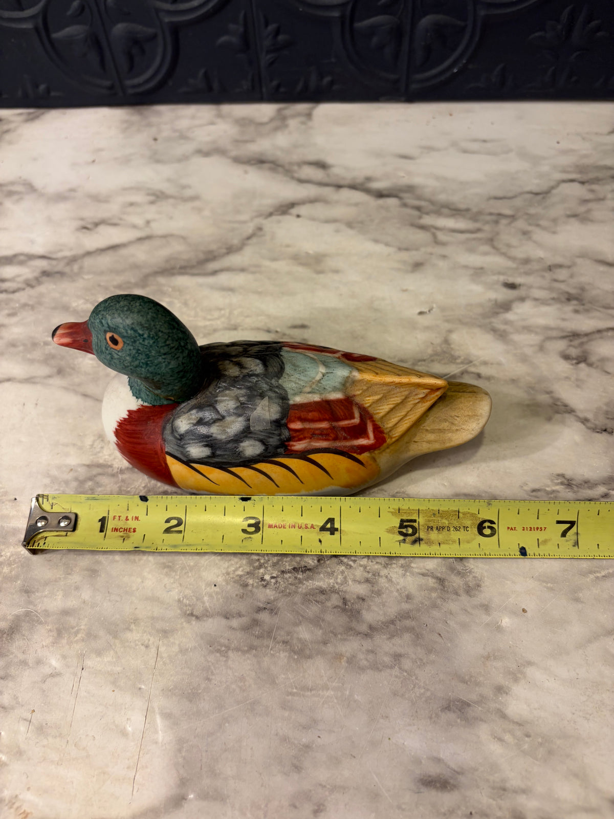 Porcelain Hand Painted Mallard Duck 6" AS IS