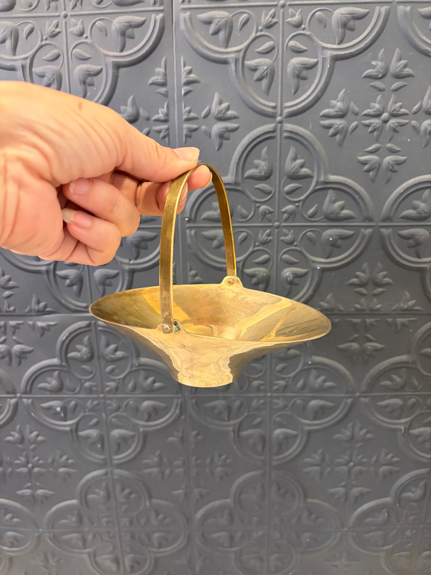 Small Brass Basket with Handle