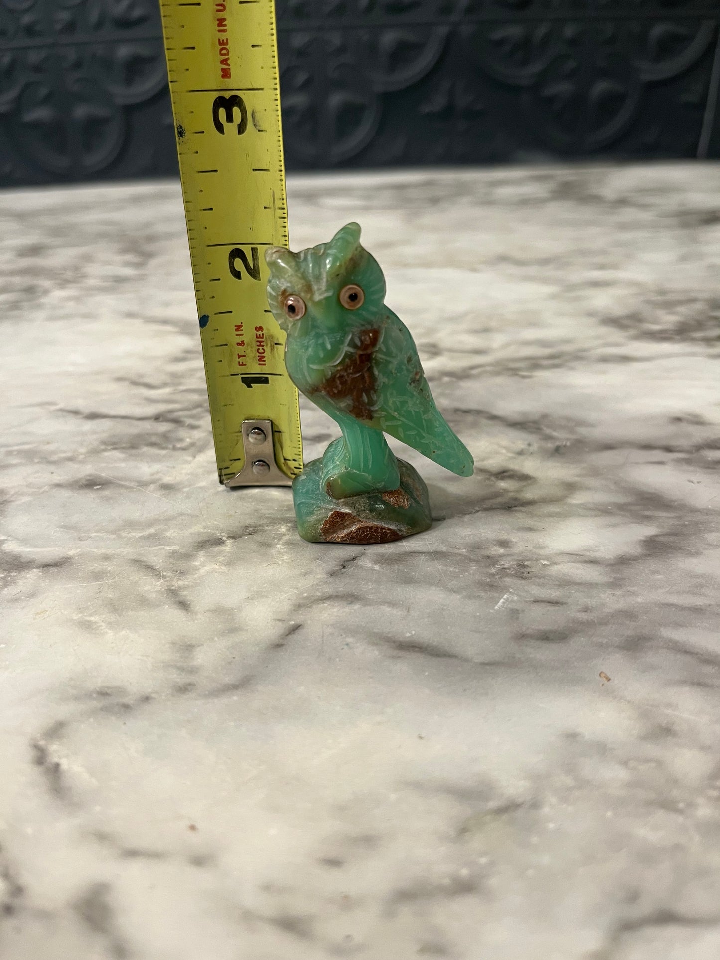 Mini green stone owl