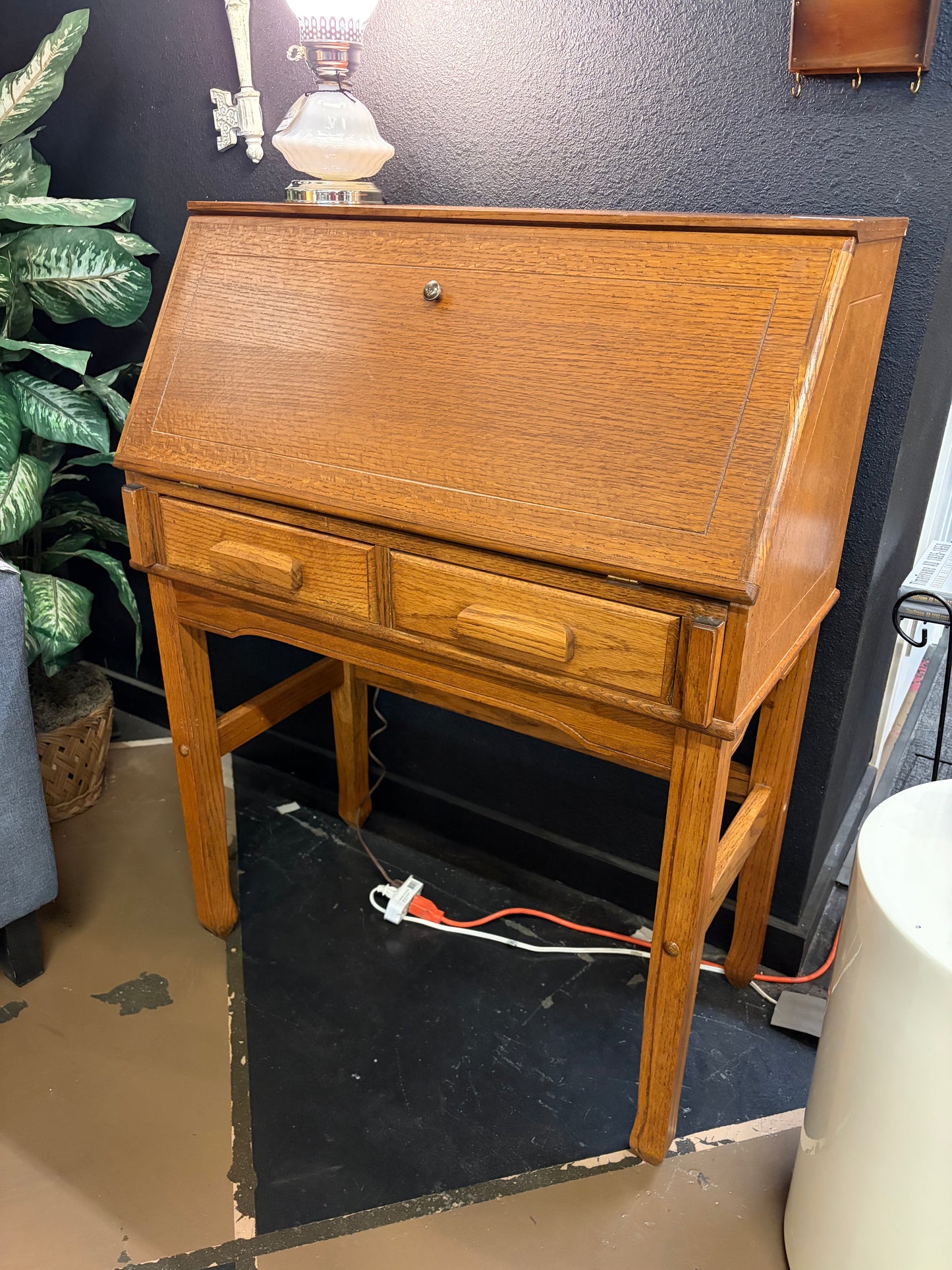 Light Wood Desk with Drop Shelf