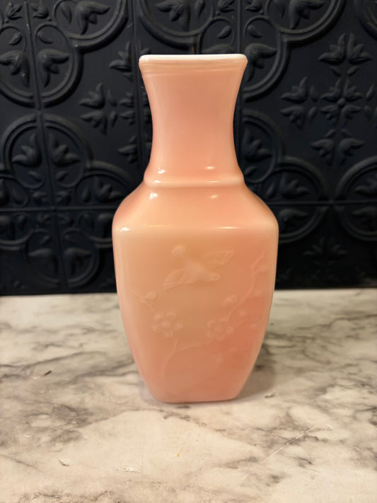 Avon Pink Vase with Bird Relief