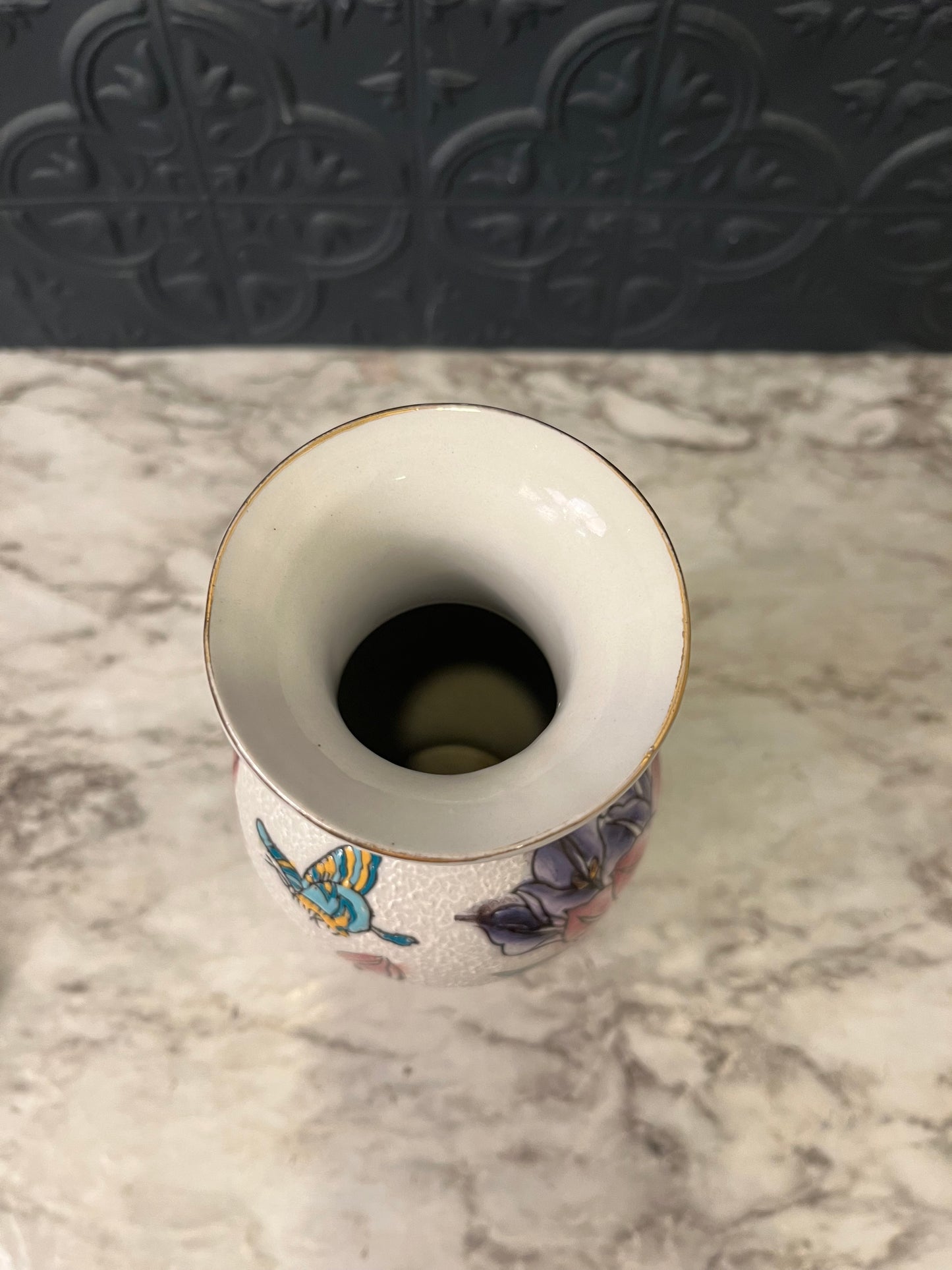 Floral Textured Vase with Flowers