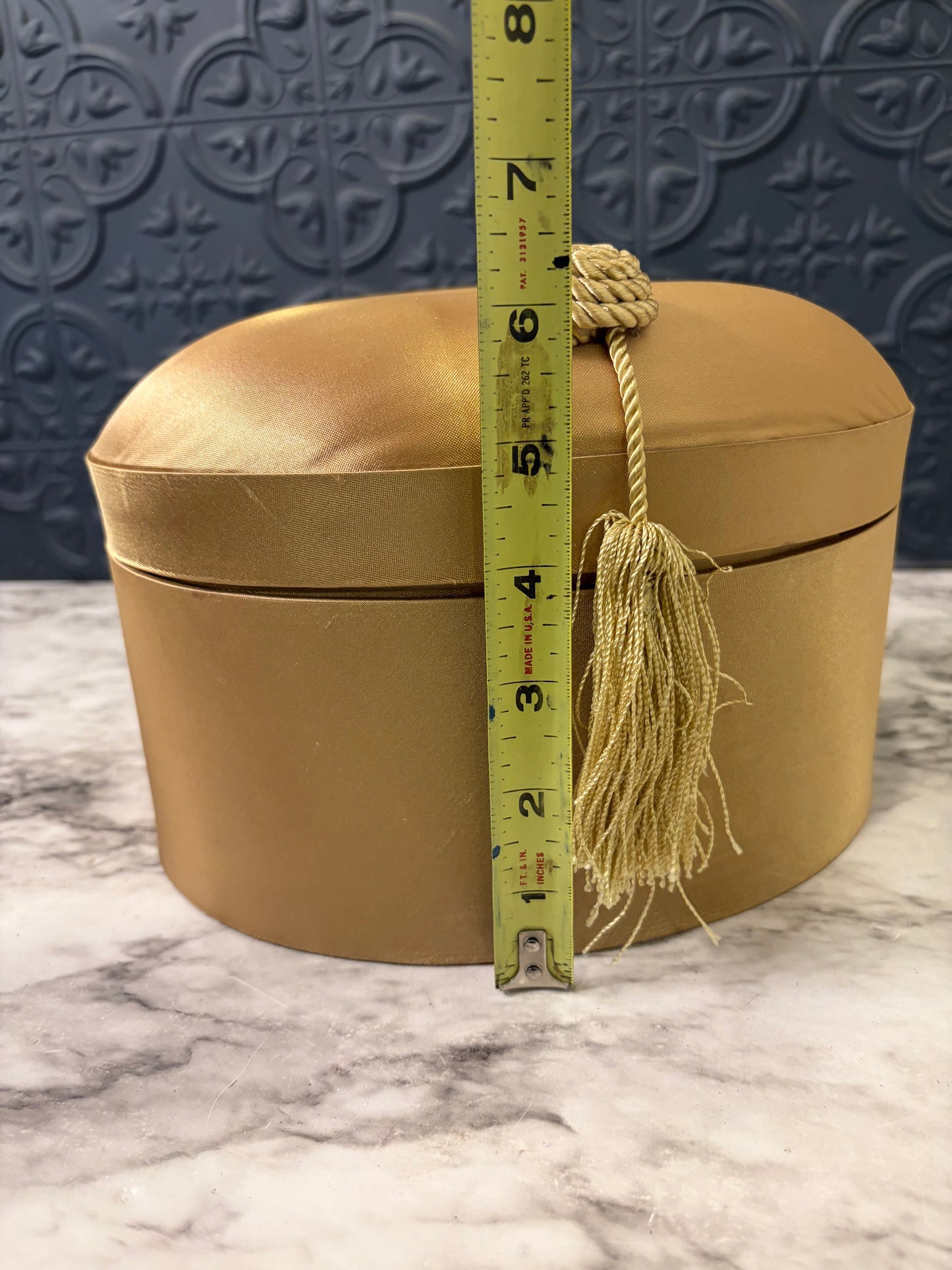 Gold Oval Fabric Box
