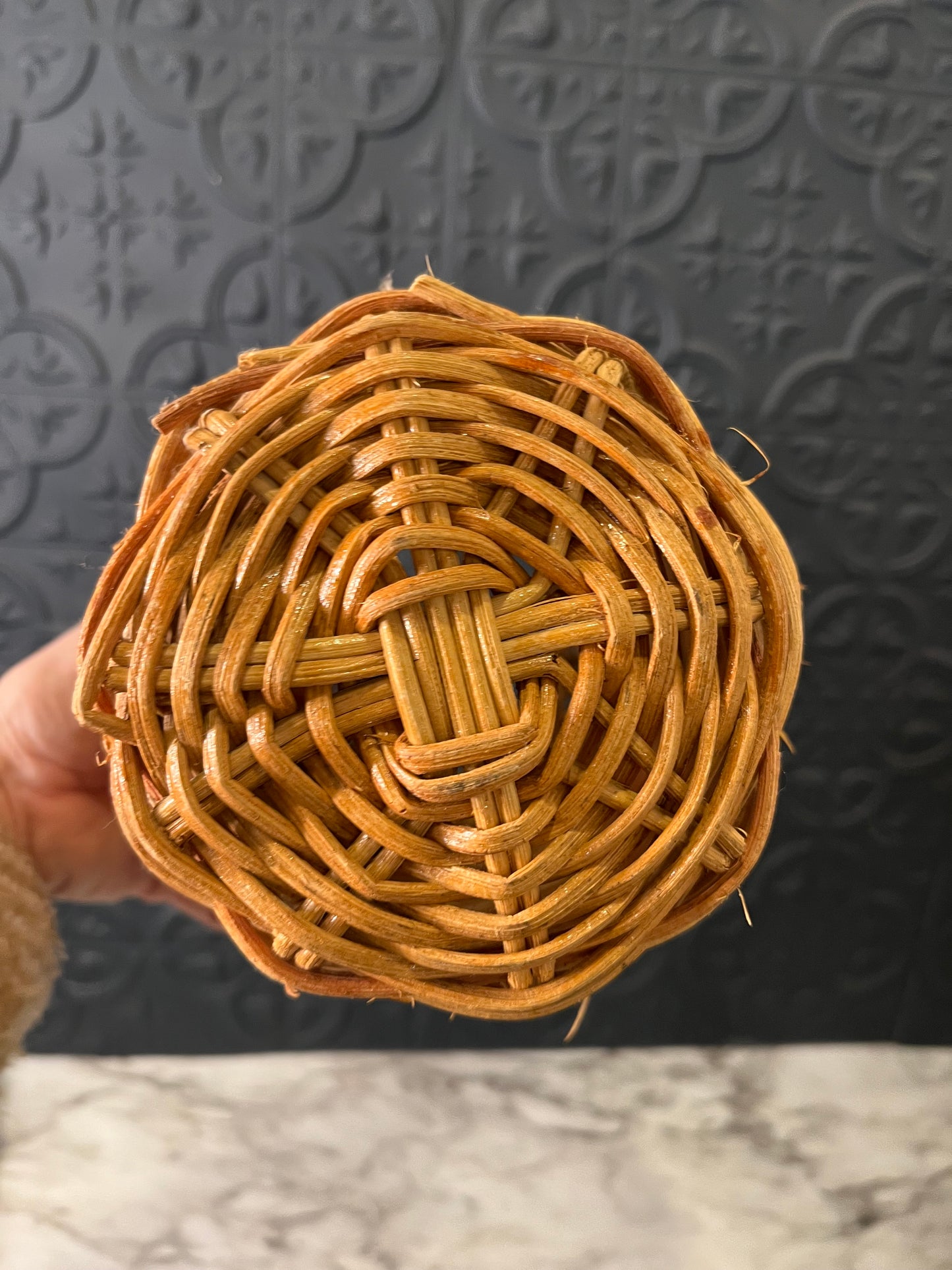 Pumpkin Shape Rattan Wicker Handle Basket