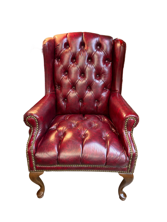 Vintage Tufted faux Leather Wingback Arm Chair