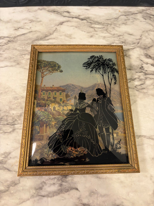 Bubble Glass Reverse Print of Victorian Courting in Countryside