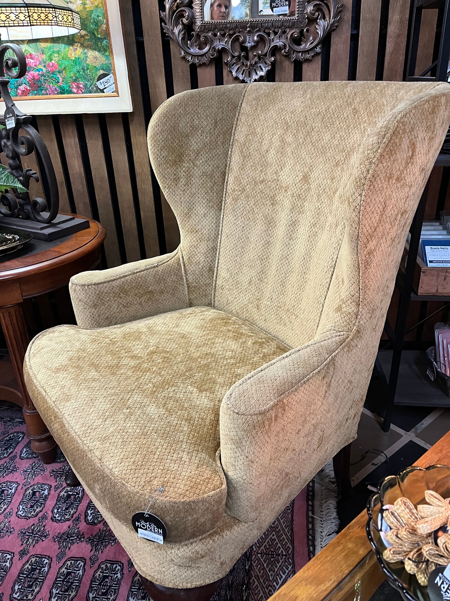Gold High Back Arm Chair