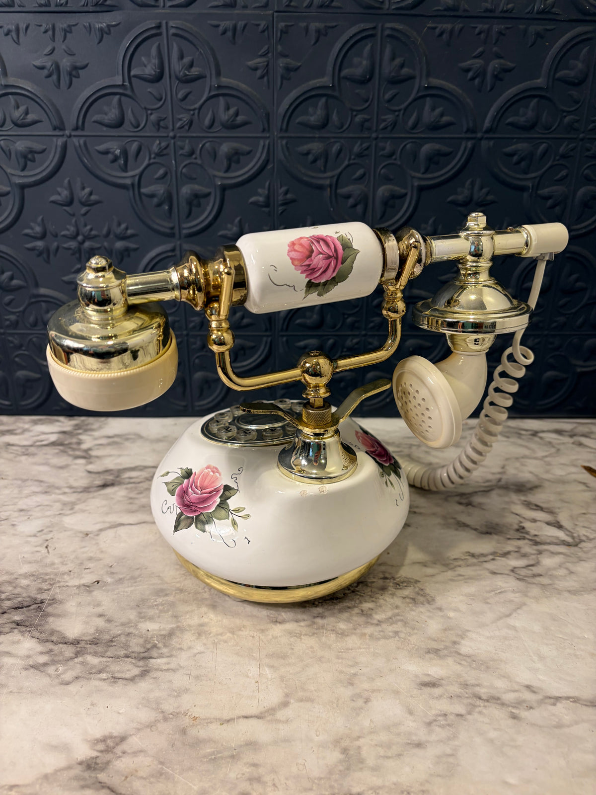 Vintage Rotary Phone French Style with Porcelain