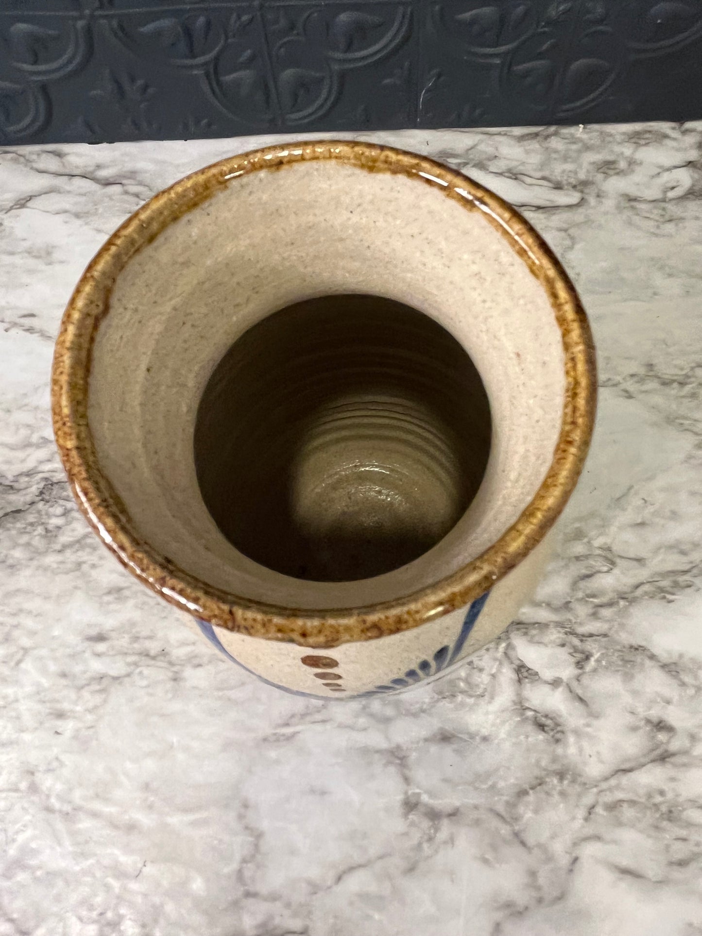 Mexican Pottery Vase with Flying Bird