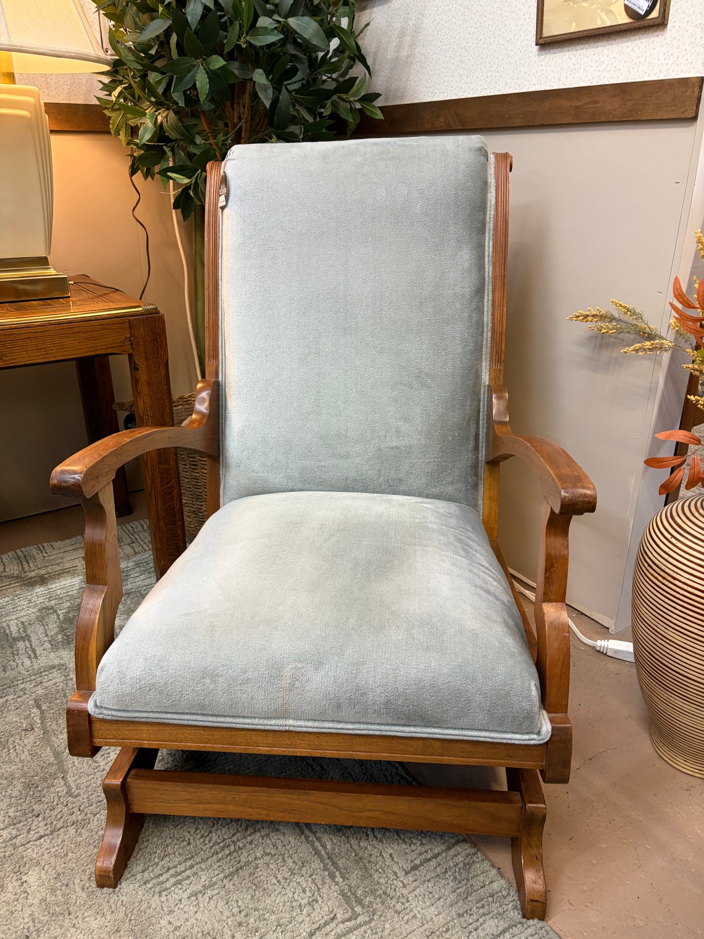 Eastlake Style Platform Rocking Chair Blue