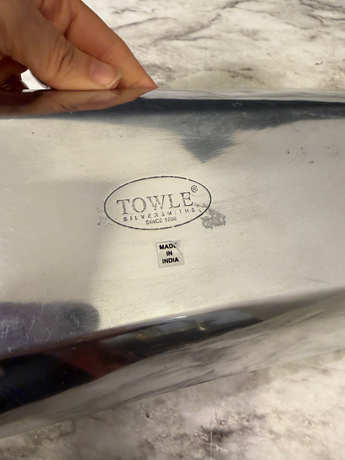 Towle Aluminum Tray with Mother of Pearl Inset