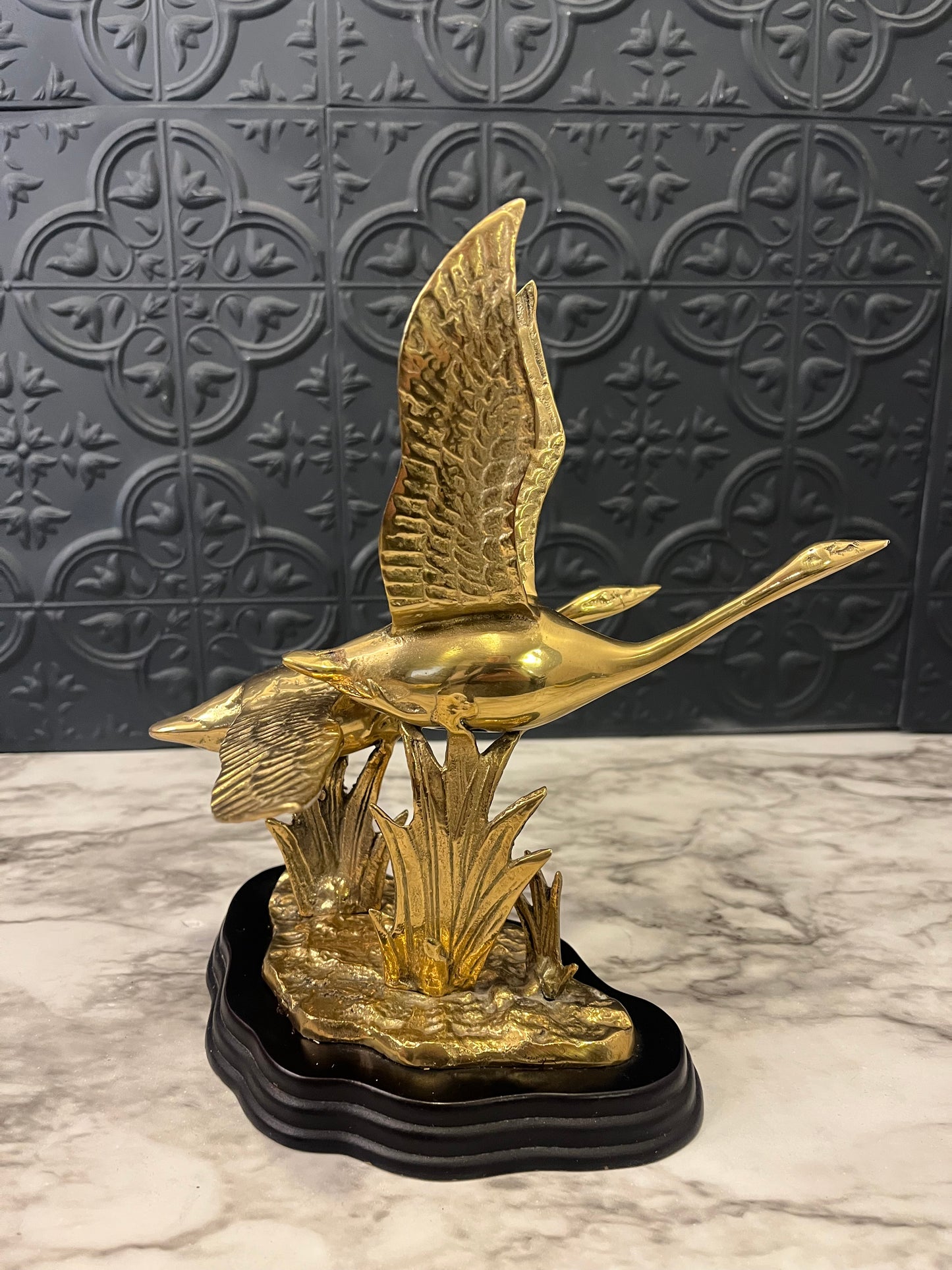 Brass Geese in Flight  Sculpture