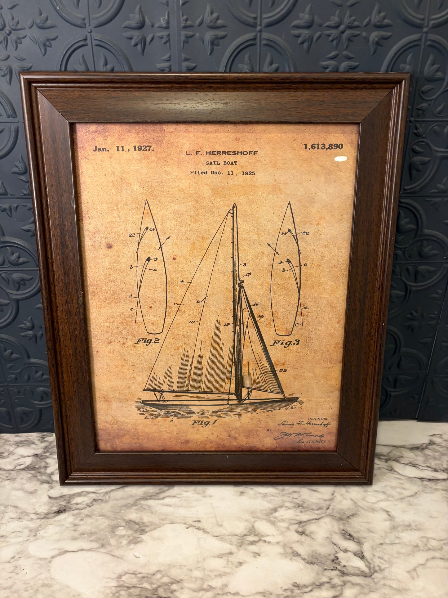Framed Herreshoff Sailboat Patent
