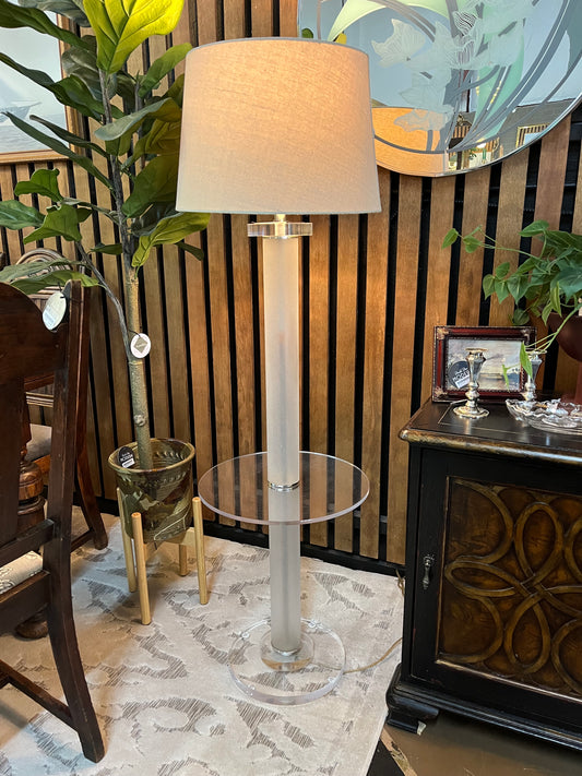 Lucite floor lamp with table