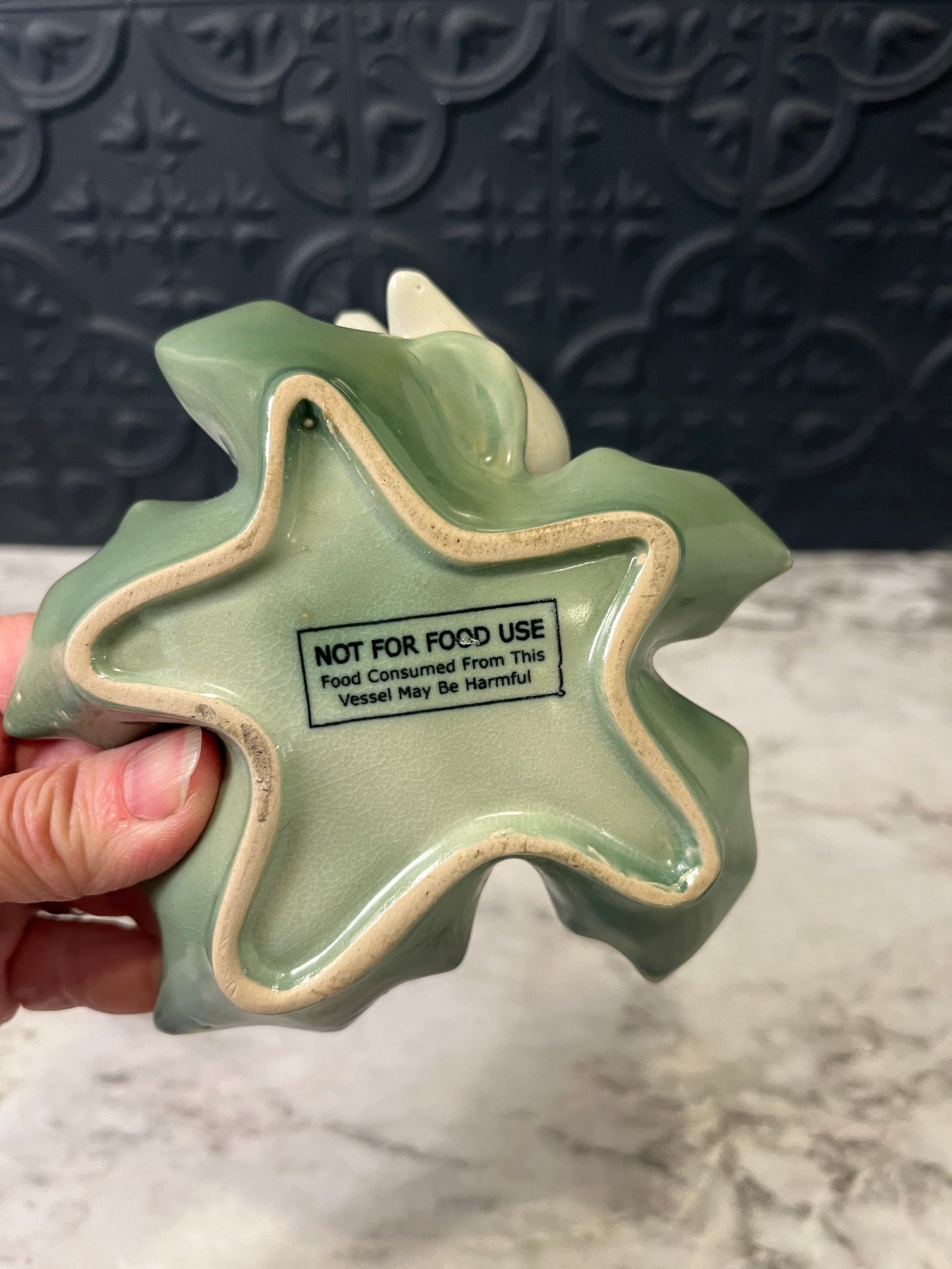 Ceramic Bird on Leaf Dish